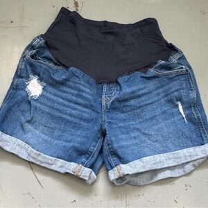 Old Navy Denim Maternity Distressed Blue Jean Roll-Cuff Shorts Women’s size 8